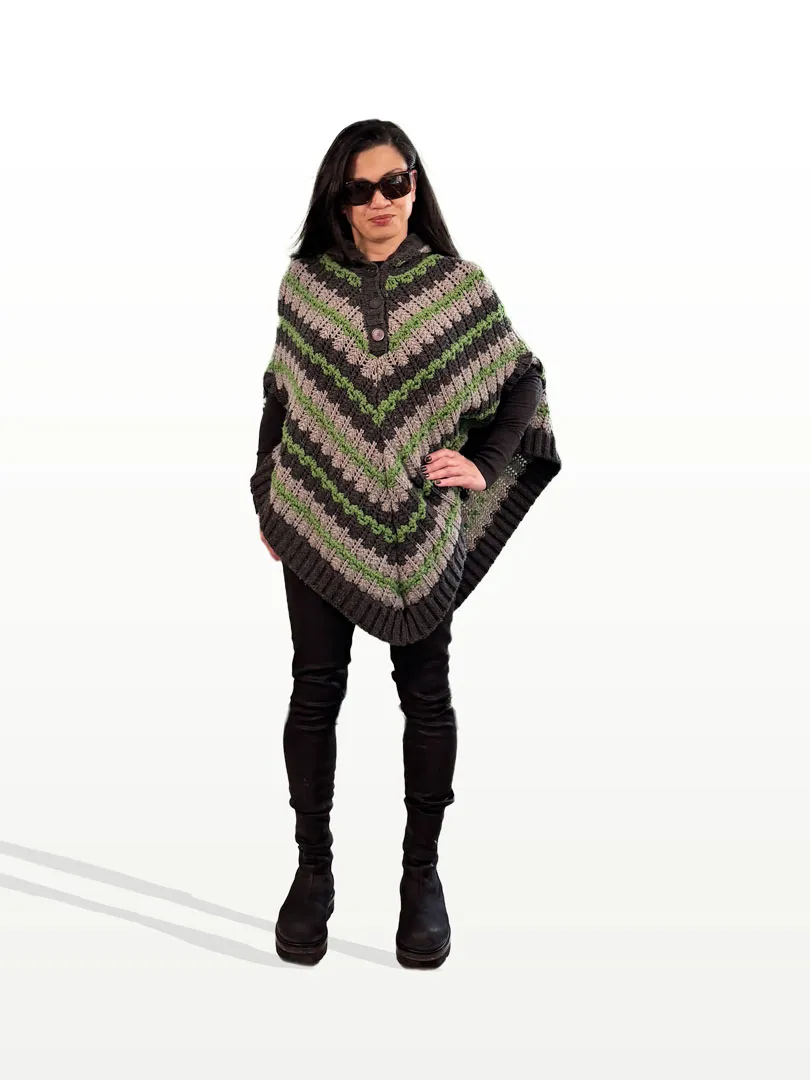 Chloe Striped Knit Poncho, Black Skinny Jeans and Rick Owens Combat Boots