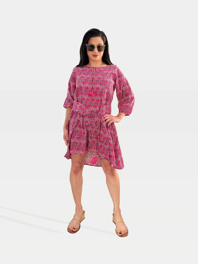 Figue Pink Printed Cotton Dress