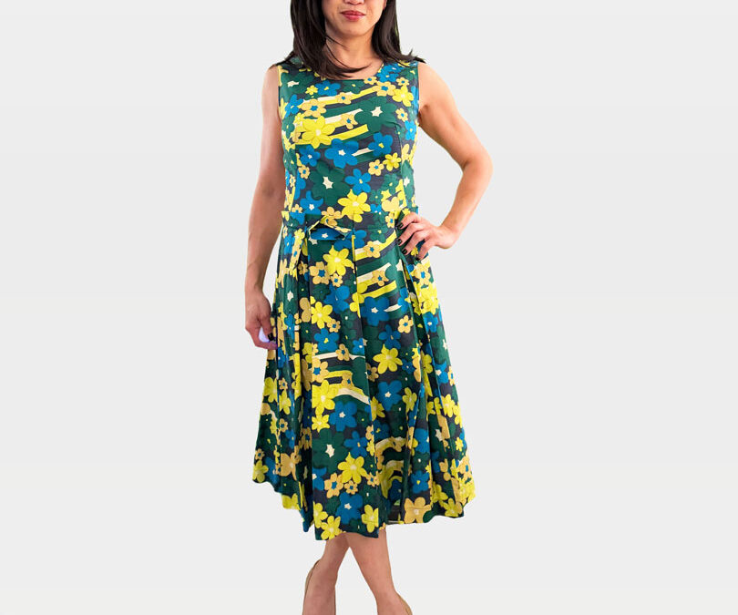 Marni Printed Floral Cotton Dress and Christian Louboutin Pumps