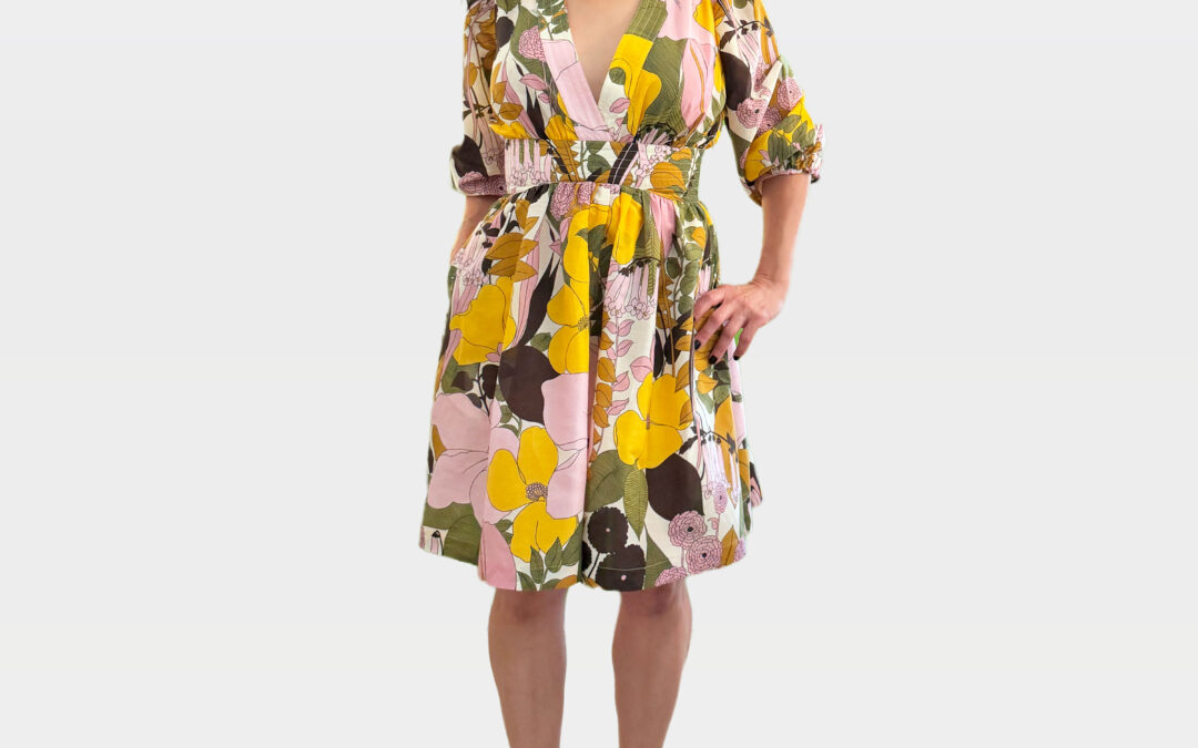 La DoubleJ Pink Floral Cotton Dress and YSL Paris High Heeled Sandals