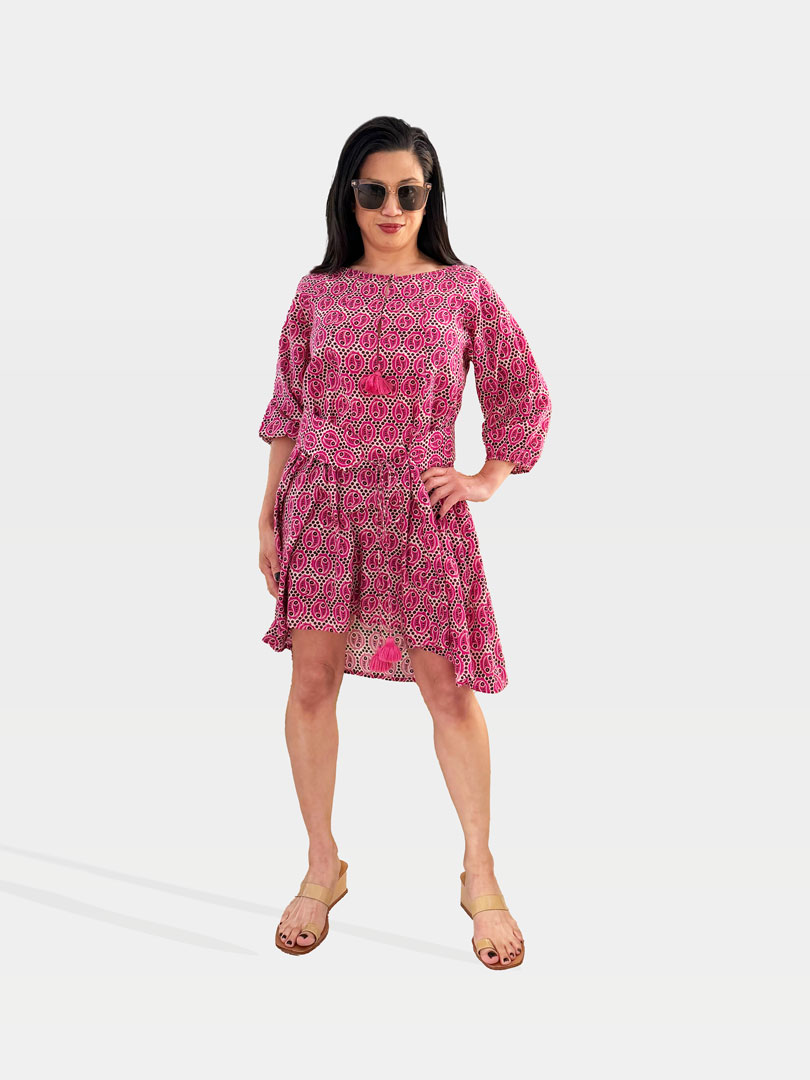 Figue Pink Printed Cotton Dress