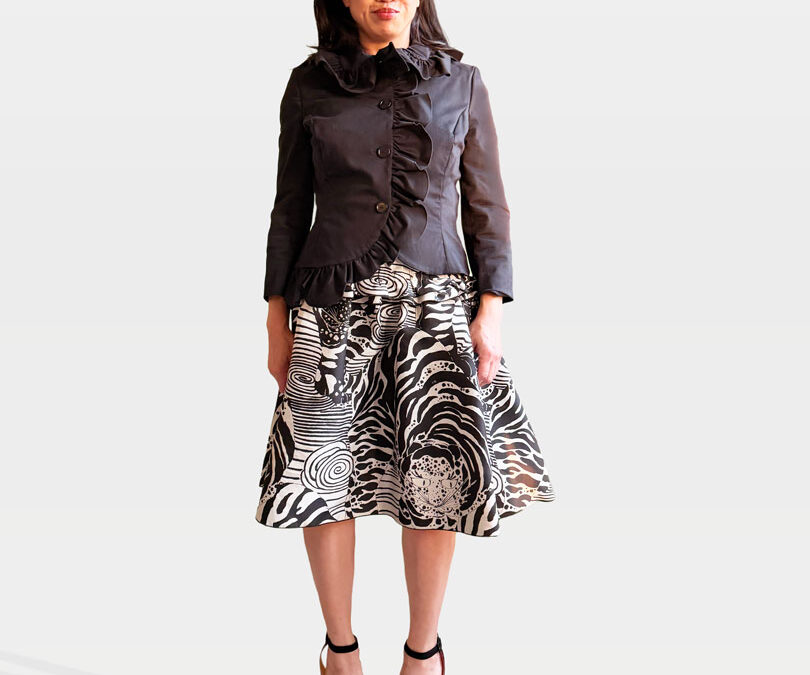 Simon Rocha Black Ruffled Jacket and No.21 Printed Skirt